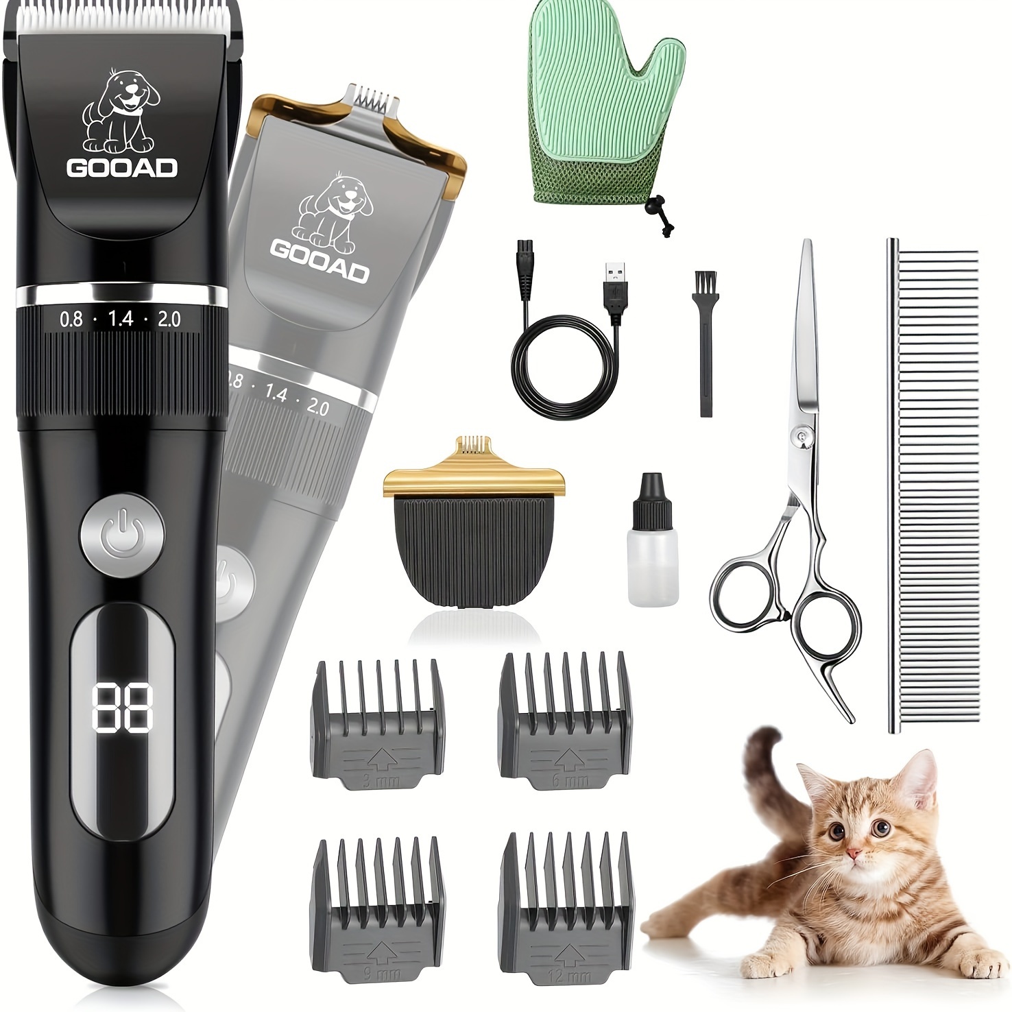 

Gooad Cat Grooming Kit Cat Clippers For Matted Hair Cordless Cat Shaver For Long Hair Low Noise Paw Trimmer, Cat Hair Trimmer For Grooming Quiet Pet Hair Clippers Tools For Cats Dogs (black)