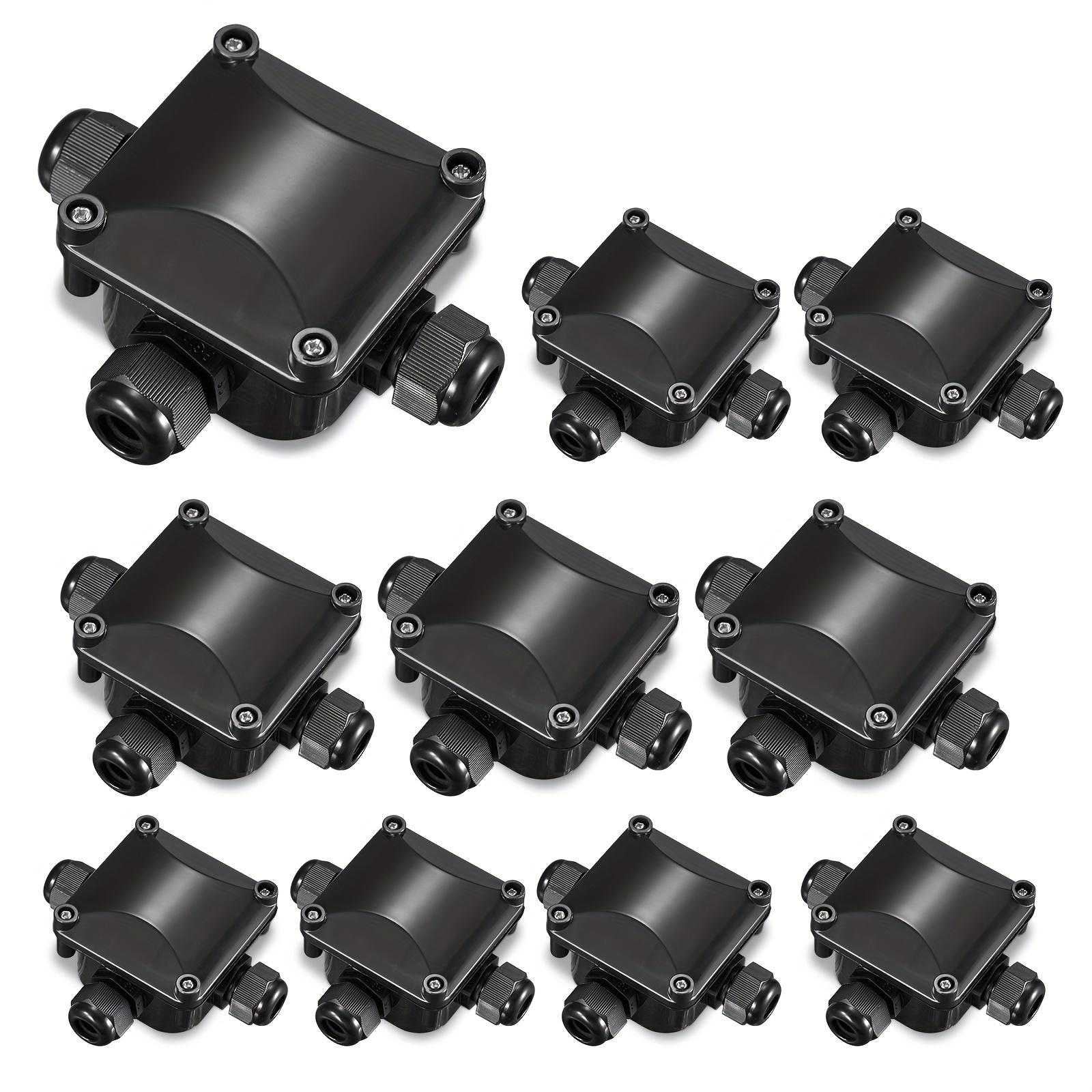 TEMU Set Of 10 Waterproof Boxes, 3-way Boxes, Boxes, Boxes For Outdoor (black)