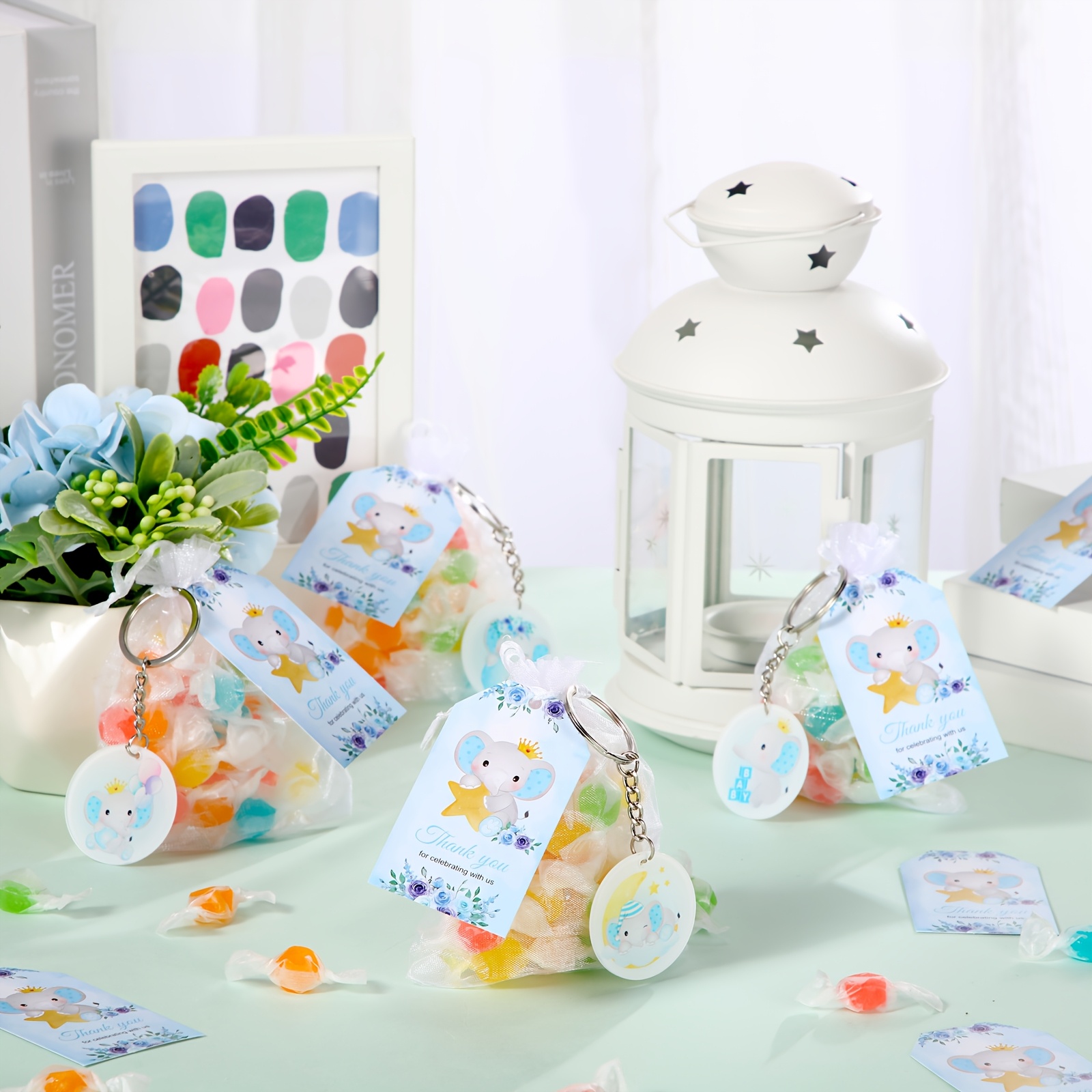 36 Sets of Elephant Keychains with Thank You Tags