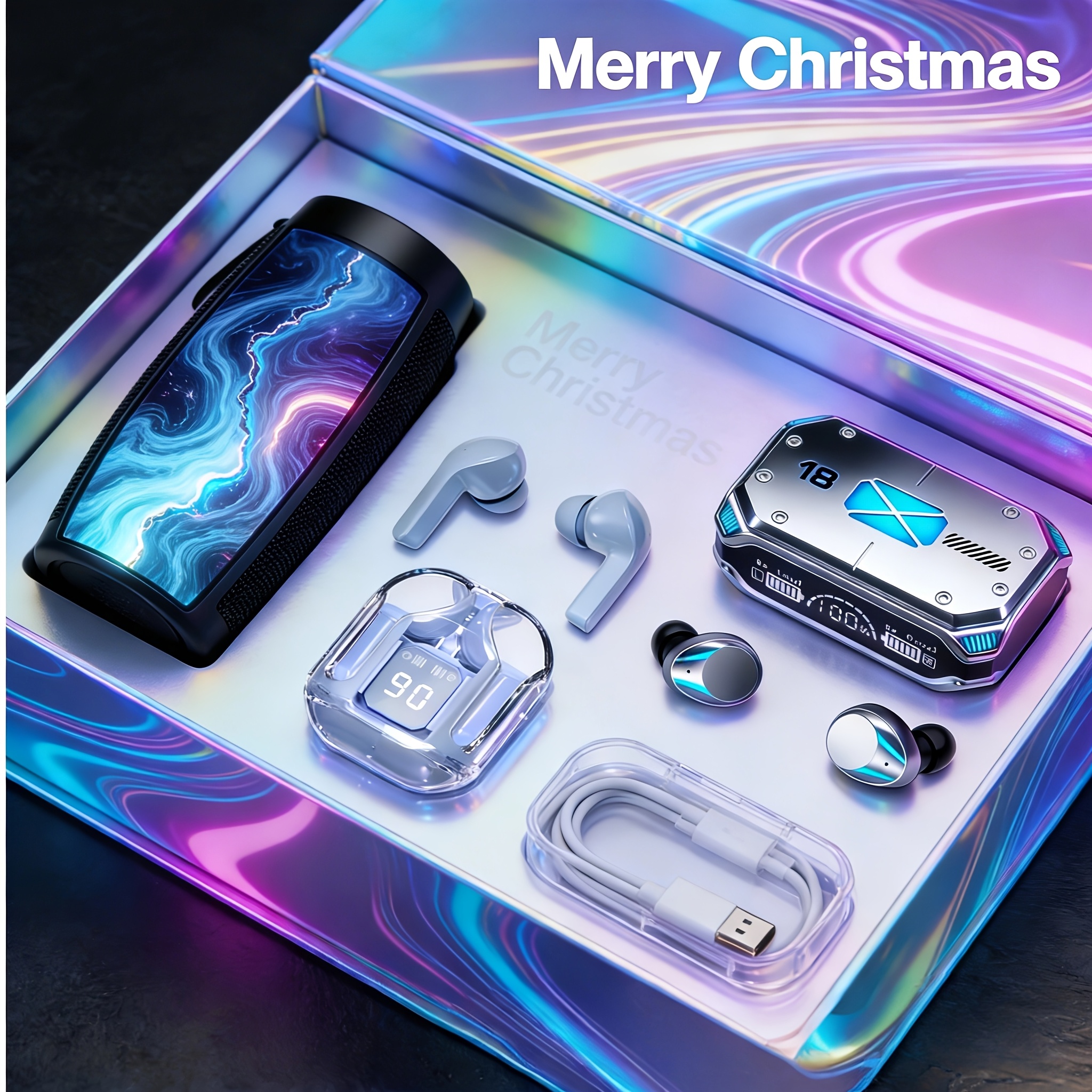 TEMU 3pcs Music Set neon Colorful Wireless Speaker  Wireless Wireless Headphones  Gaming Wireless Headphones Includes A Subwoofer Wireless