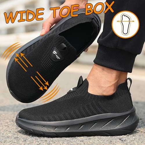 mens extra wide fit loafers outdoor thick soled sneakers mesh slip suitable for urban strolling and outdoor hiking and summer