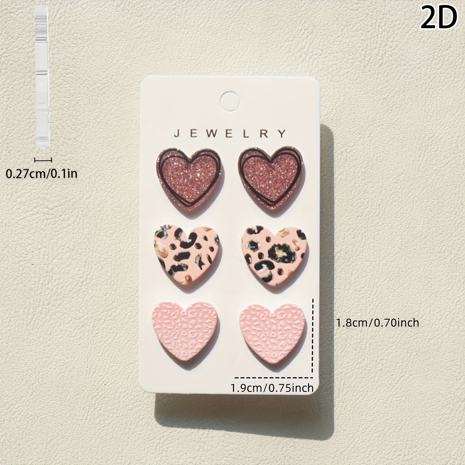E-shop 3 Paar Modische Retro Süße Acryl-Herz- und Leopardenmuster Ohrringe Set, Tägliches und Festliches Tragen, Valentinstag und Muttertag Geschenke