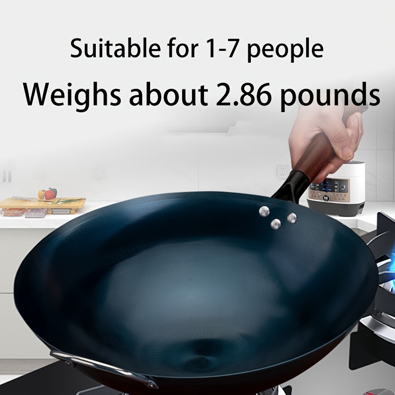 1pc traditional cast iron wok non stick   cooking pan for gas stove induction compatible   home kitchens round bottom coal gas stove details 7