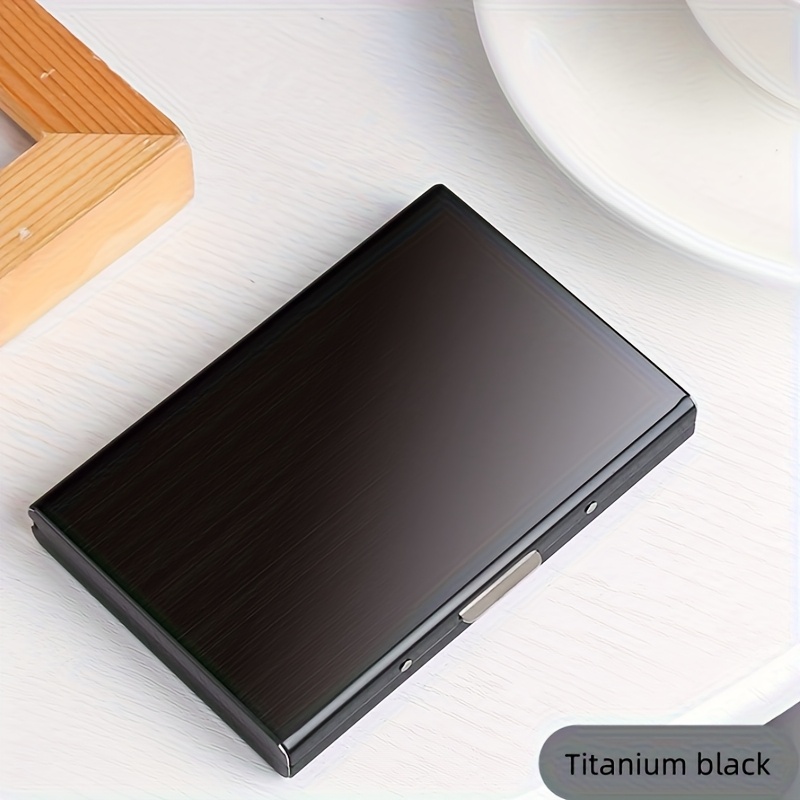 Image of Anti-skimming & Demagnetization Rfid Blocking Card Holder - Stainless Steel Ultra-thin Wallet With Automatic Pop-, Holds Id & Bus Cards, Compact Minimalist Style For Business & Casual Use ()