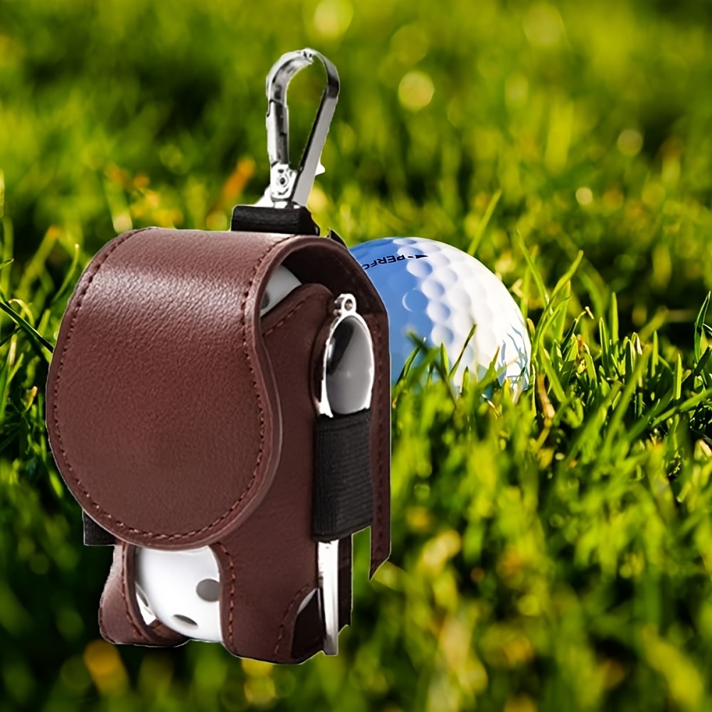pu leather golf ball bag golf waist bag multifunctional golf accessories bag details 4