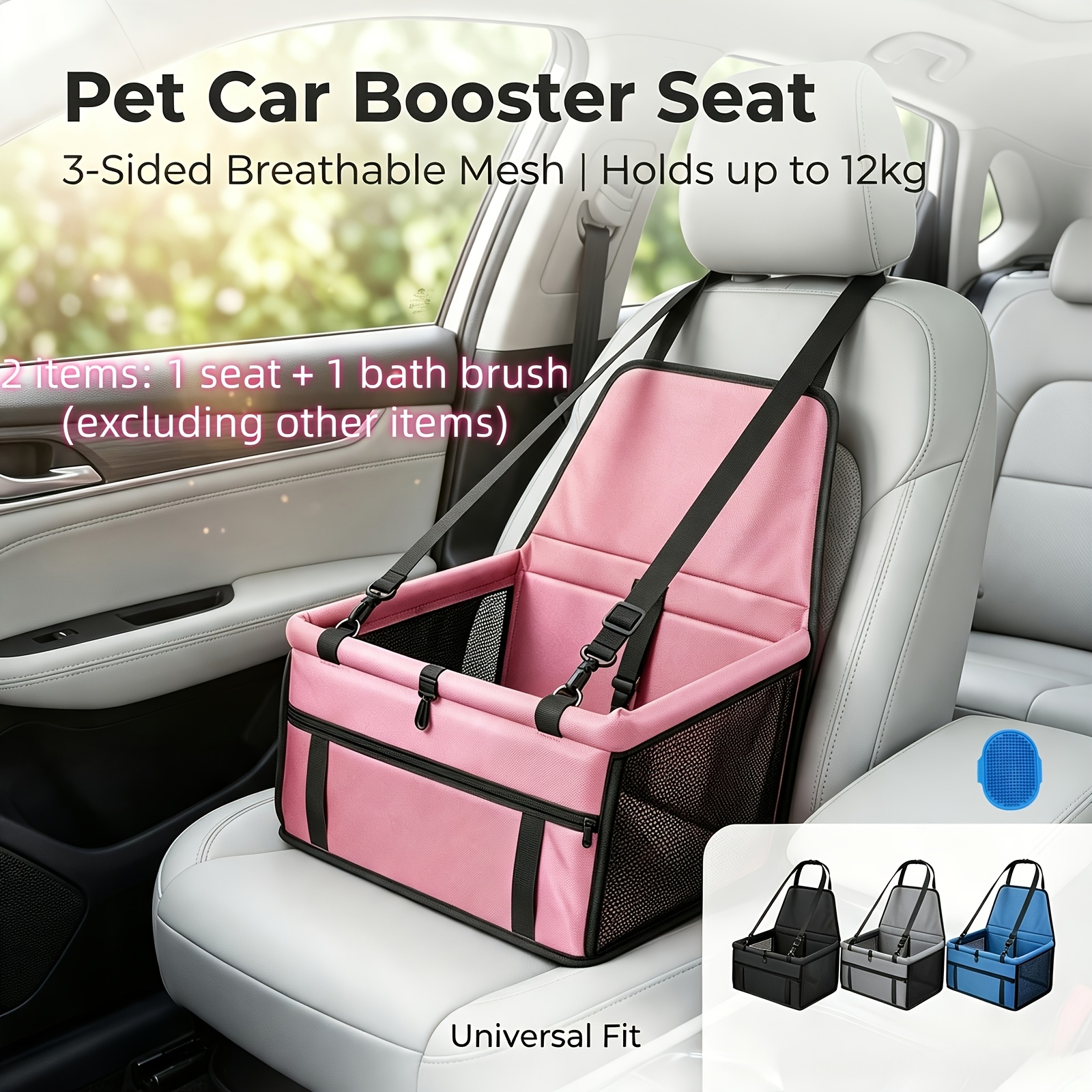 TEMU New Upgraded Dog Car Seat - Portable Pet Travel Box, Durable Fabric, Adjustable Straps, Suitable For Long Drives, Essential For Dog Safety, For