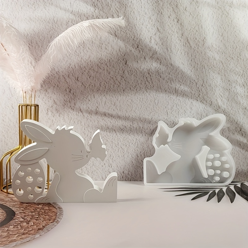 

Rabbit On Round - Ornament Silicone Mold Diy Candle Silicone Mold Plaster Ornament Silicone Mold Silicone Mold Home Decoration Epoxy Resin Mold X0462