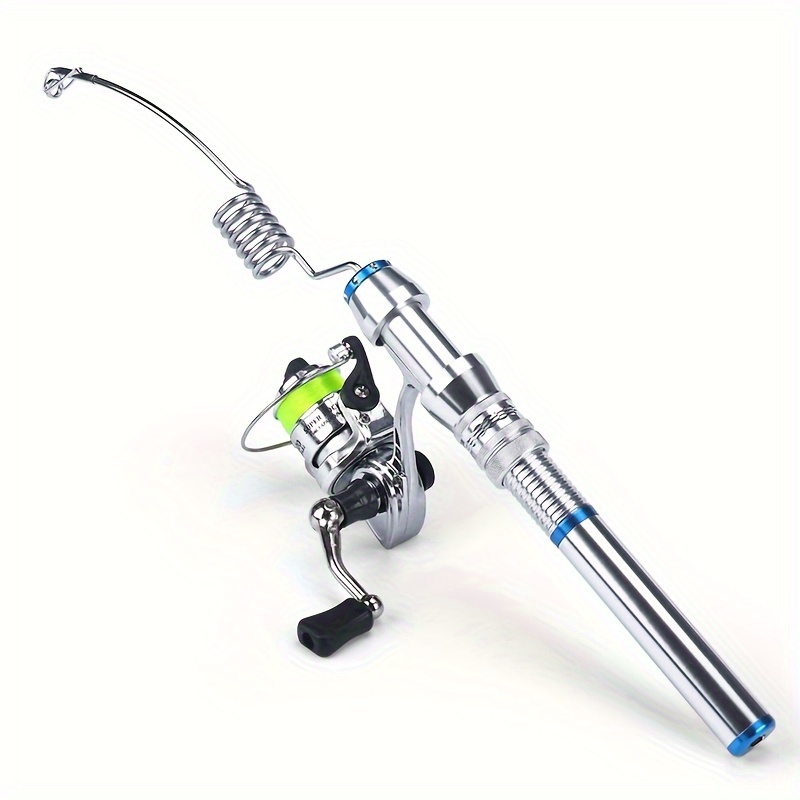   fishing edelstahl eisangelrute & rolle combo - 1pc   medium action rute   mit transparentem silbernem elastischem mini-portable-design, ungeladene medium   - vielseitig für das winterangeln