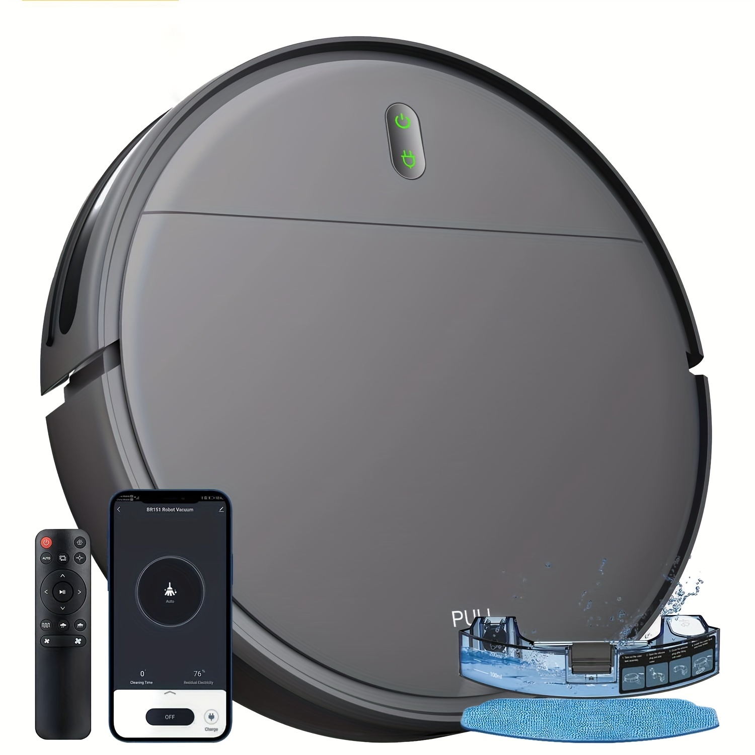 

Mamnv Br151robot Vacuum Cleaner Auto Charging 1400pa Suction Control With Water Tank Dust Box Wet Suction Mopping Electric Sweeper For Smart Home Cleaning.