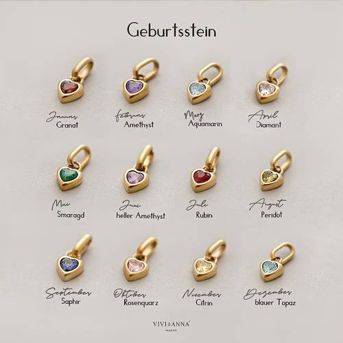 1pc 304 stainless steel material 12 birthstone heart diy accessories bag pendant necklace earrings bracelet material ornaments