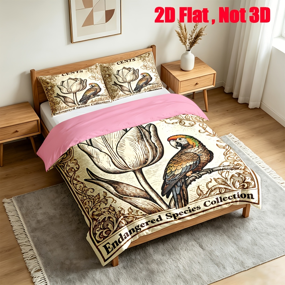 2 3pcs duvet cover set vintage tulip and   with text bedding   cover set with 1 duvet cover and 1 2 pillowcases without insert great for dorm room hotel room and vacation   fathers day gift 2d flat