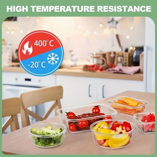 home and kitchen supplies removable glass fresh keeping box multi specified bento box 12pcs set of leak proof refrigerated sealed lunch box food storage and storage set Product details 1
