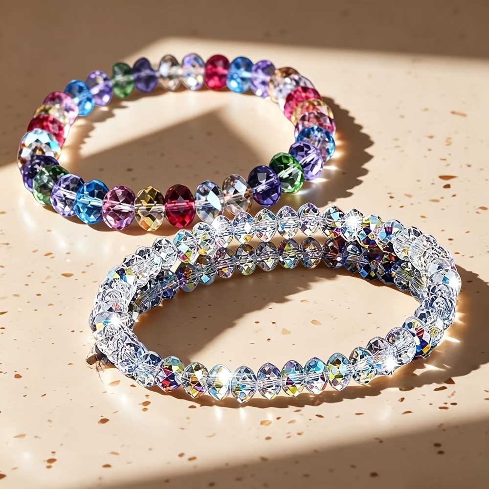 2pcs Sparkling Crystal Bracelets Set, Luxurious Gift