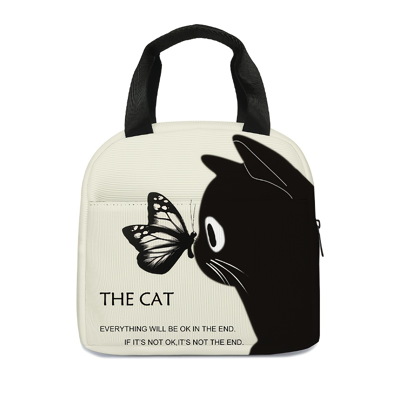 E-shop Katzenbedruckte Lunchtasche, Isolierte Tragetasche für Männer und Frauen – Arbeit, Reisen, Picknick, Schulstart, Lebensmittelkontaktfrei
