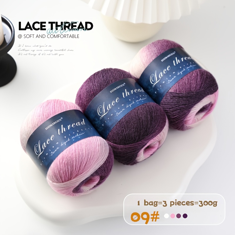 Image of Rainbow Gradient Long-section Dyed Wool Yarn, Hand-knitted Diy Material For Making Colorful Ladies' Shawls, Hats, Scarves, And Sweaters. Yarn Ball. 1 Bag = 3pcs = 300g