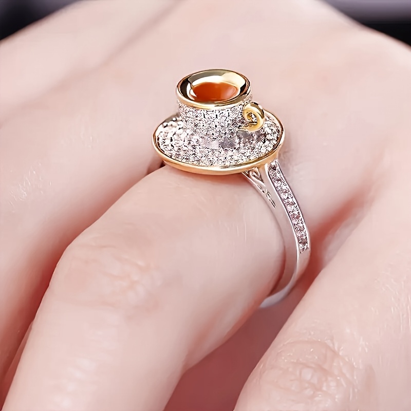 S925 Silver Creative Coffee Cup Ring