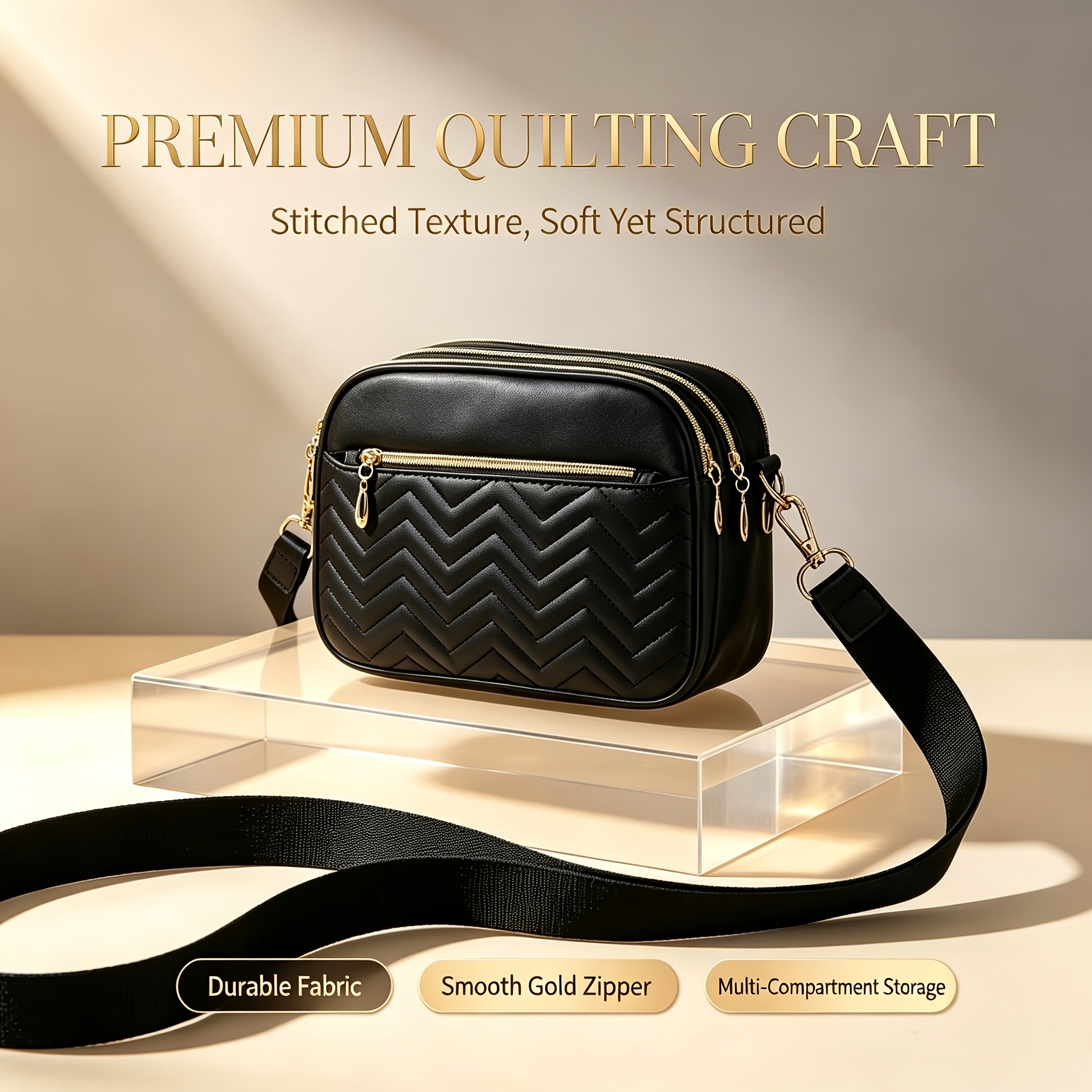 TEMU Women's Handbag 2026 New Bohemian Pastoral Style Crossbody Bag, Multi-functional Large Capacity Shoulder Bag With Adjustable Wide Strap, Casual