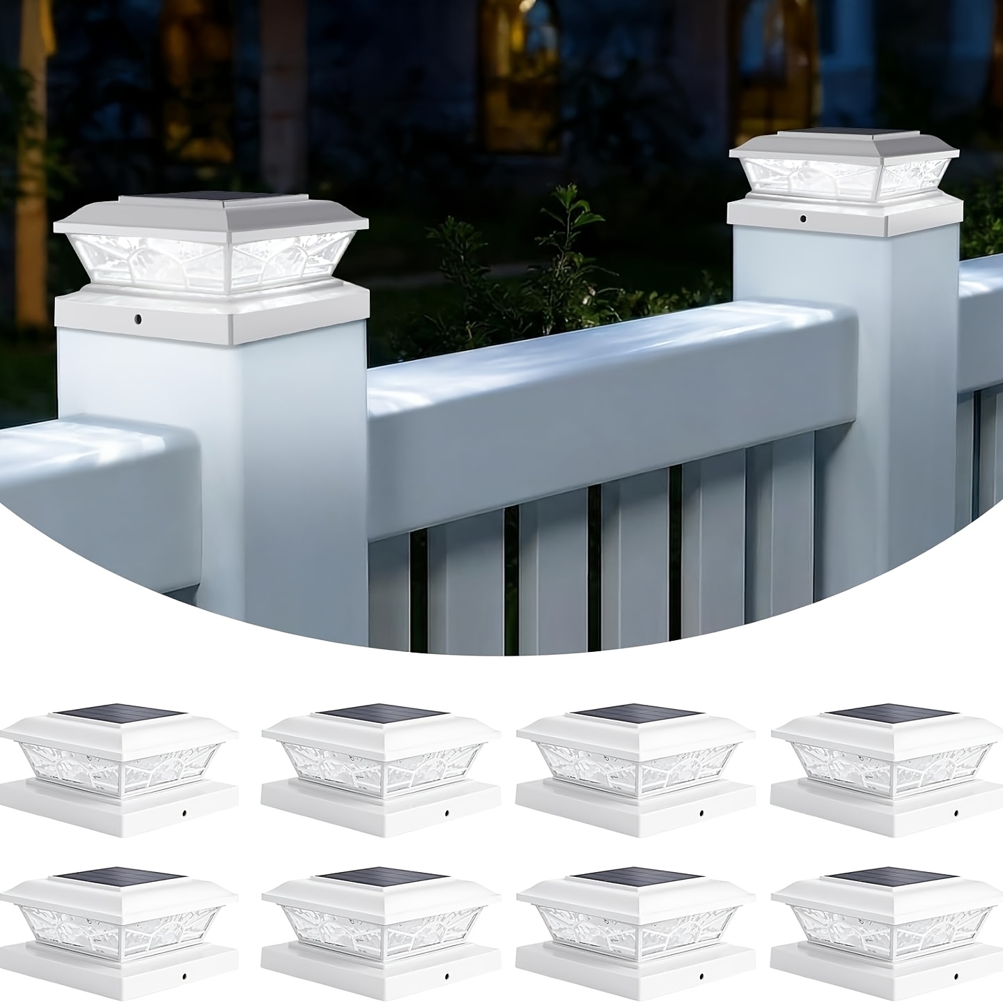 8 pack 12 pack solar post cap lights 4x4 outdoor solar fence post lights for vinyl   solar powered deck post lights with 2   warm cool white waterproof for garden patio porch