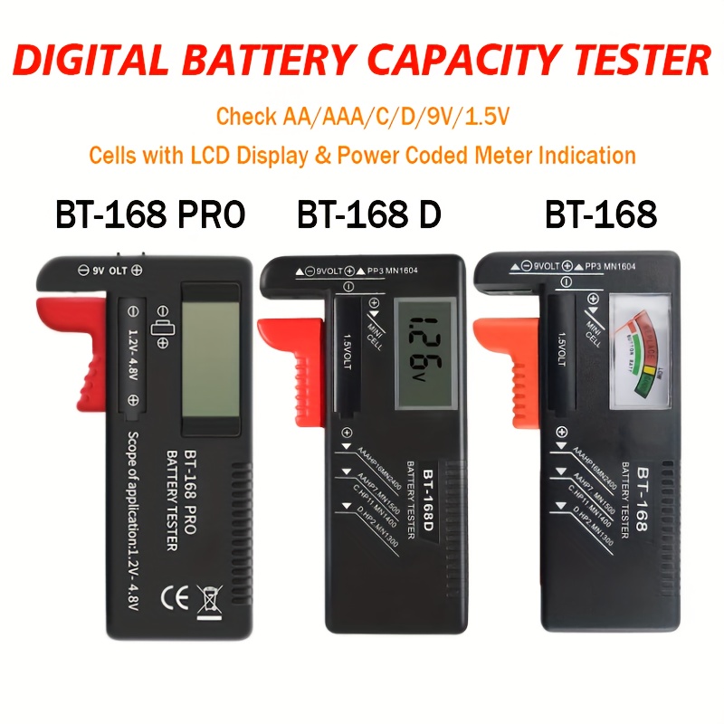 

1pc Universal Battery Tester - Quickly Check Aa/aaa/c/d/9v/1.5v Batteries With Colour- Meter Indicators Universal Button Cell Battery Colour Meter Volt Tester