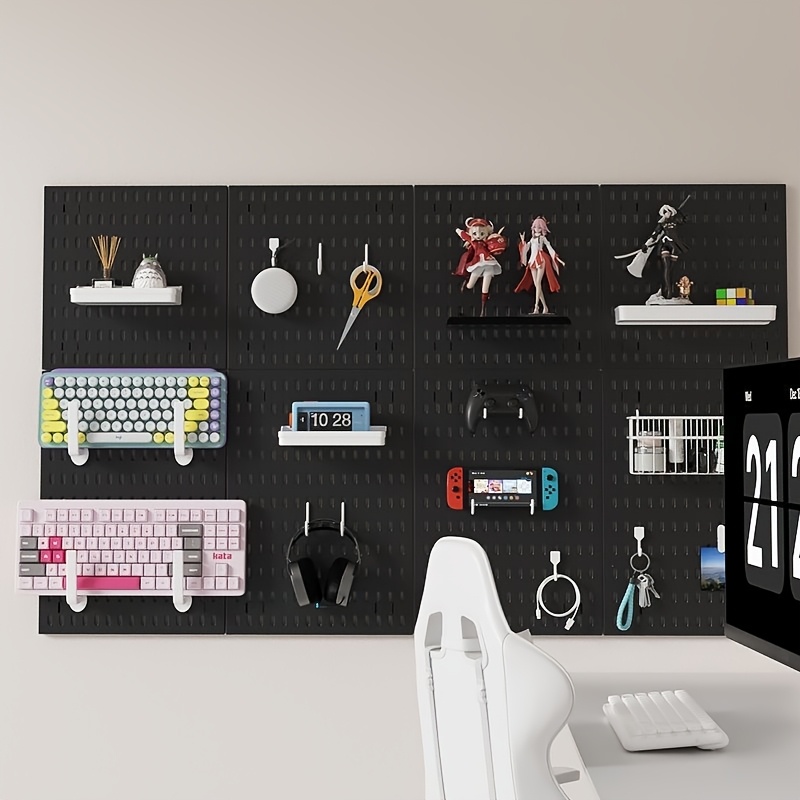 

3pcs Wall Organizer Set With 30 Hooks - Versatile Horizontal Or Vertical Storage Boards, Includes Shallow & Deep Trays,