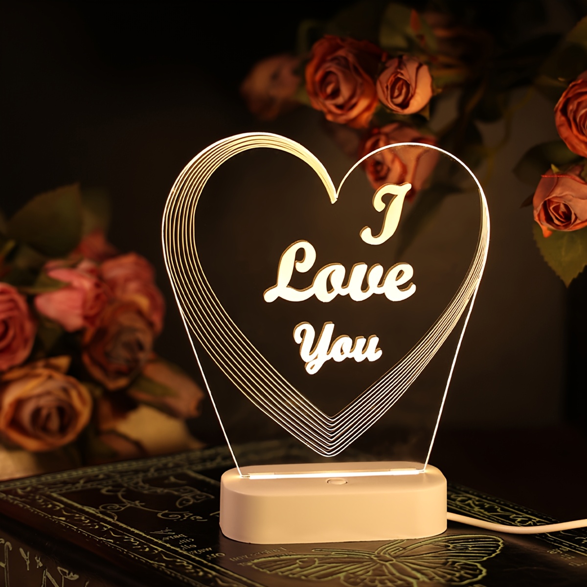 

1pc Usb Creative Pattern Night Light Day Father's Day Valentine's Day Gift Home Decoration Night Light Desk Decoration Light Valentine's Day Scene Decoration Party Decoration Light