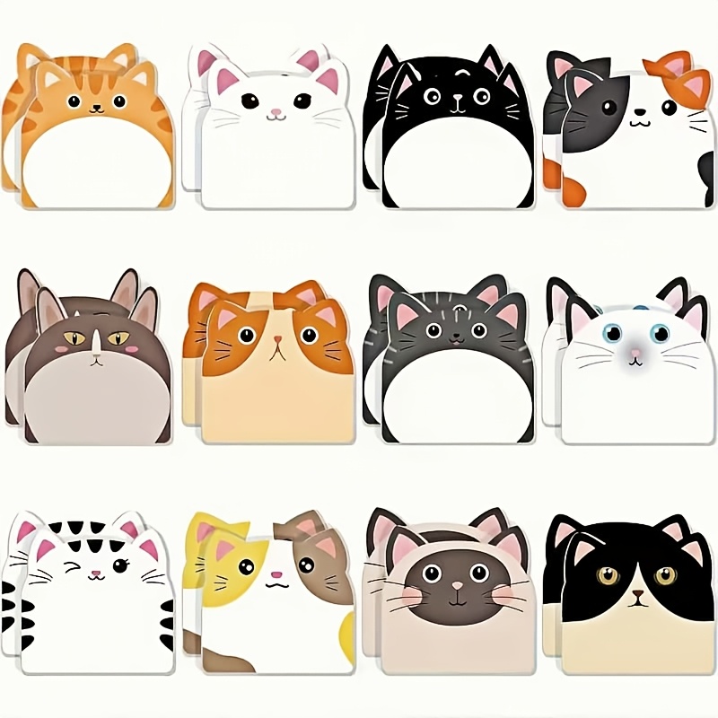 TEMU 120 Cute Cat Sticky Notes - 4 Random Designs, Each, Creative Diary Memo Pads, Suitable For Notebooks And Note-taking Occasions