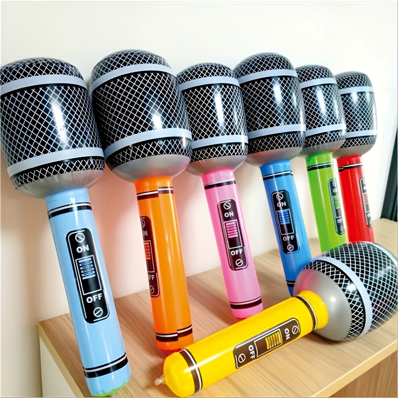 

6pcs Inflatable Microphone Props, Pvc Material, Assorted Colors, For Party Decorations And Stage Performance Accessories