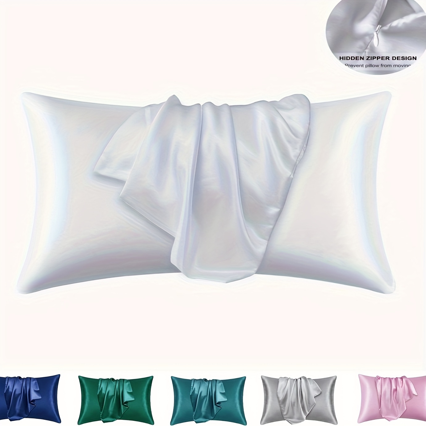 

2pcs/set Satin Silky Pillowcase - Hair And Skin Friendly, Gray Color For Bedroom And Dorm Room - No Pillow Insert Needed