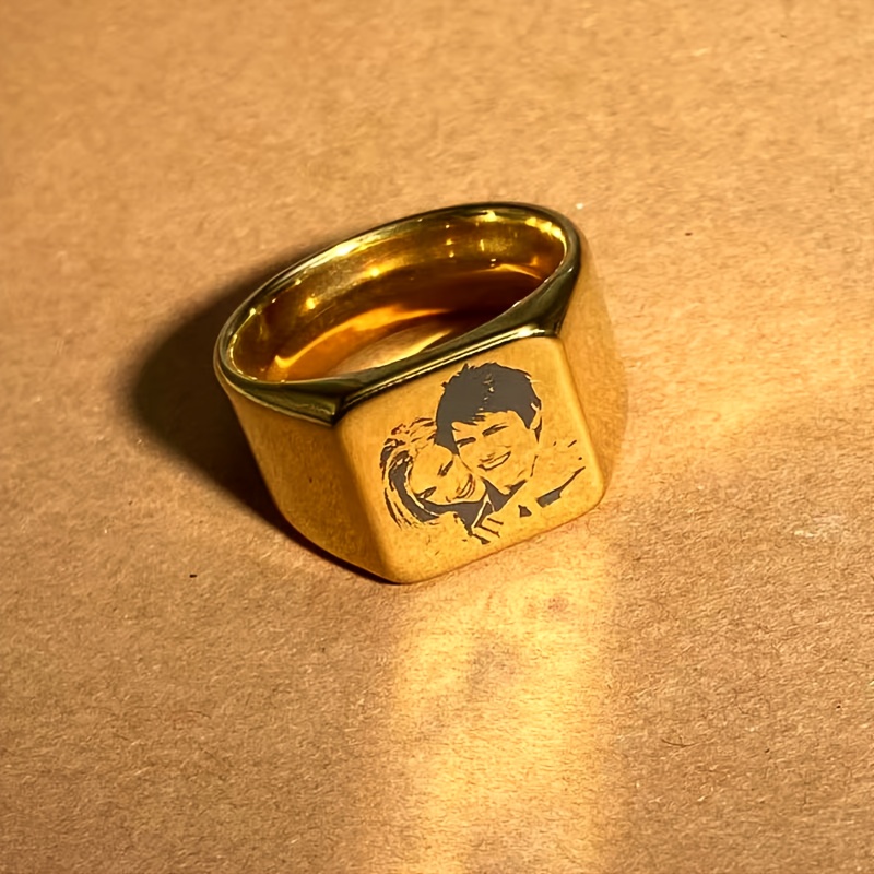 TEMU Customized Product, Women's Style Personalized Photo Ring, Jewelry And Apparel Accessory For , Holiday And Anniversary Gift For Yourself ,