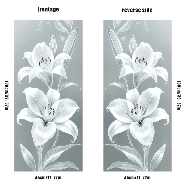 TEMU 1 Rolle Elegante Weiße Lilien Fensterfolie - Große Flächenabdeckung, PET Elektrostatische Adsorption Glasfolie, Keine Rückstände, Kein Kleber,