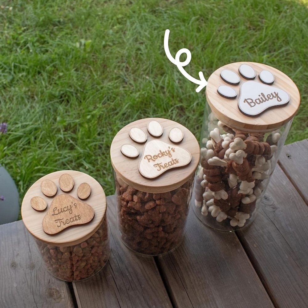 Customized Engraved Dog Food Container with Wooden Lid
