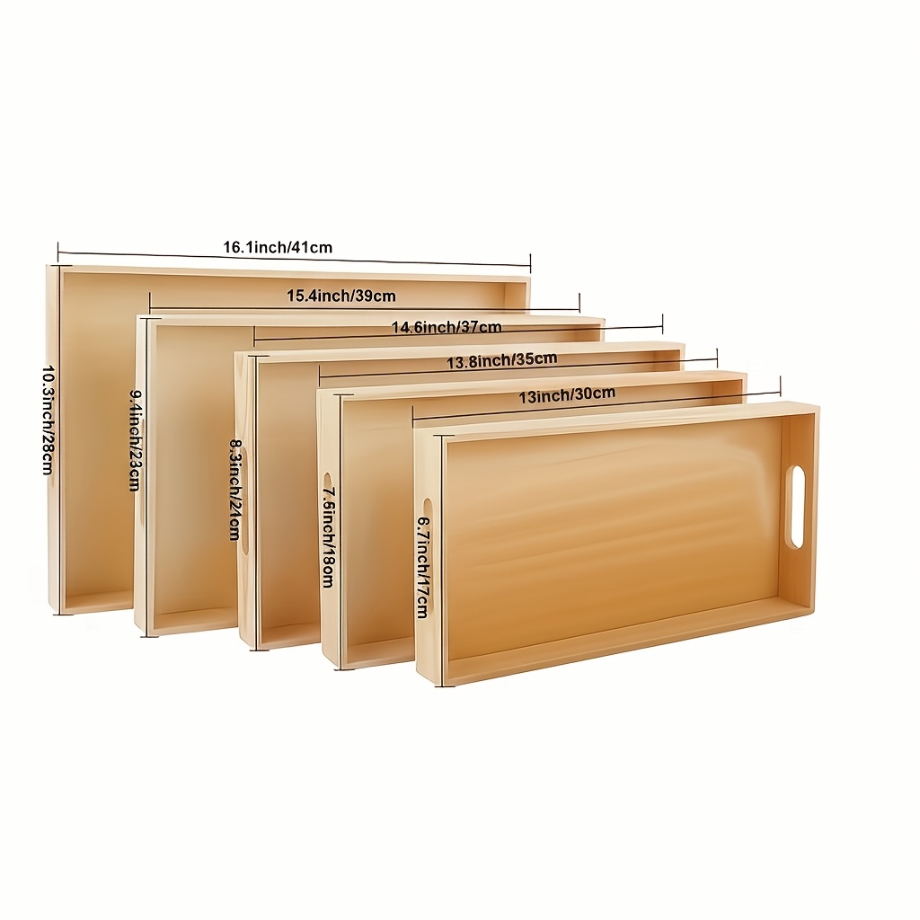 1pc Wooden Serving Tray With Handles - Wood Crafts Trays For Catering Organizing Bathroom Tray