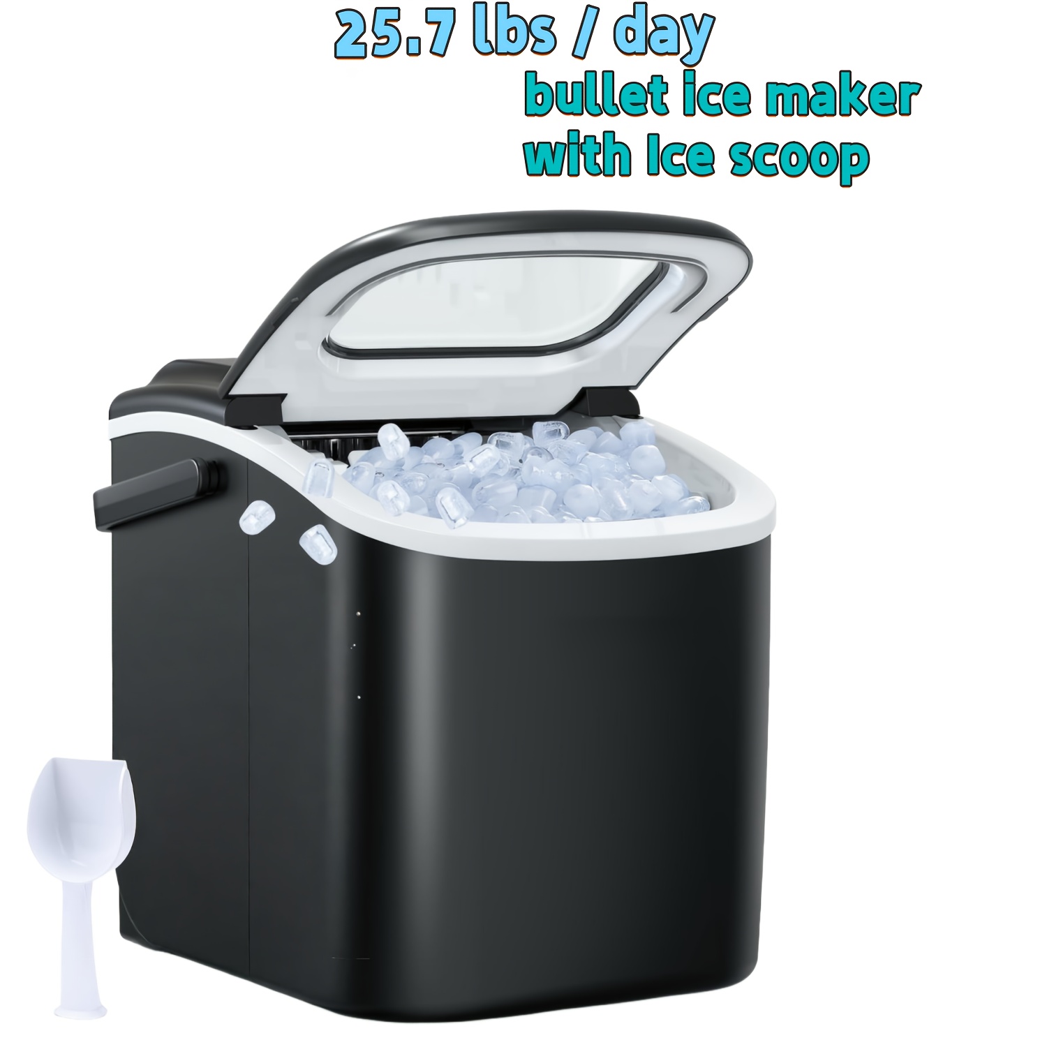 TEMU Machine à Glace 45 lb/jour (Acier Inoxydable) / Machine à Glace 35 lb/jour (Acier Inoxydable) / Machine à Glace Bullet 26 lb/jour (Noir),
