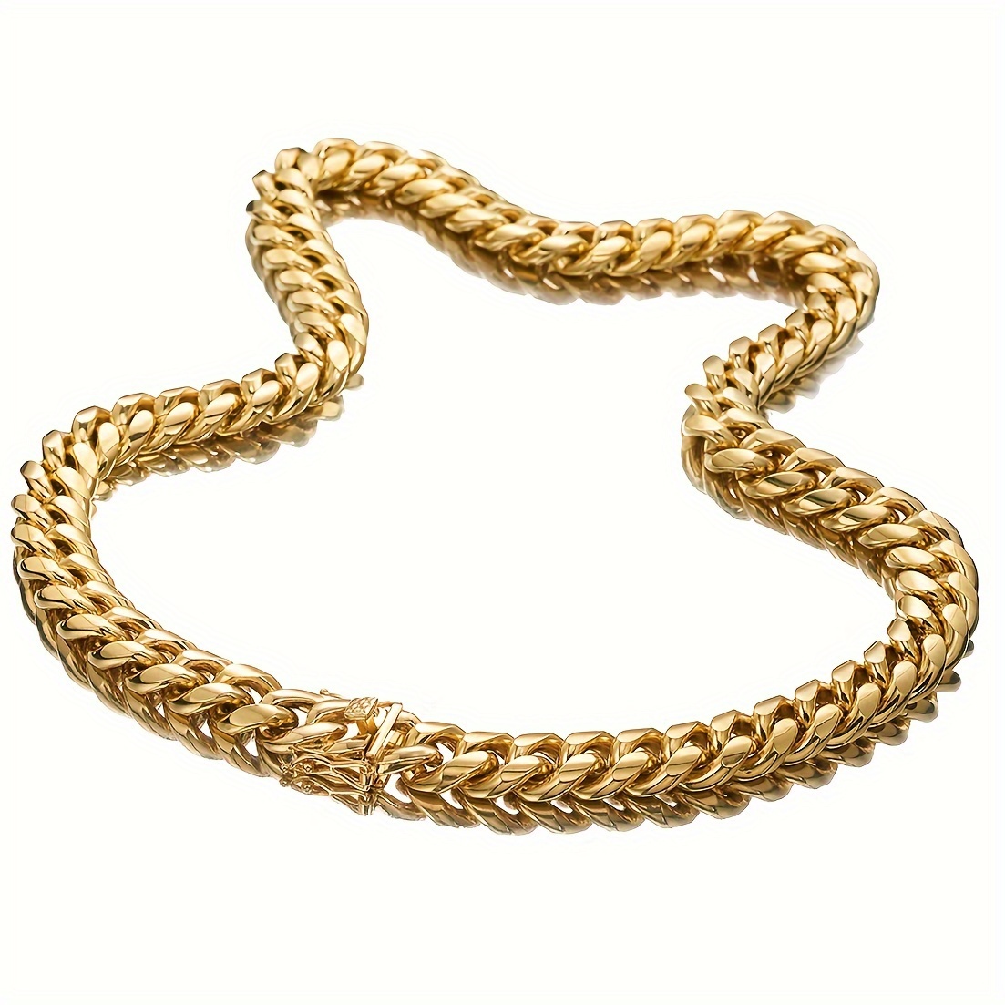 

Men' Golden-tone Stainless Steel Cuban Link Chain Necklace - , Stylish With Clasp, Jewelry|fashionable Necklace| Clasp Design