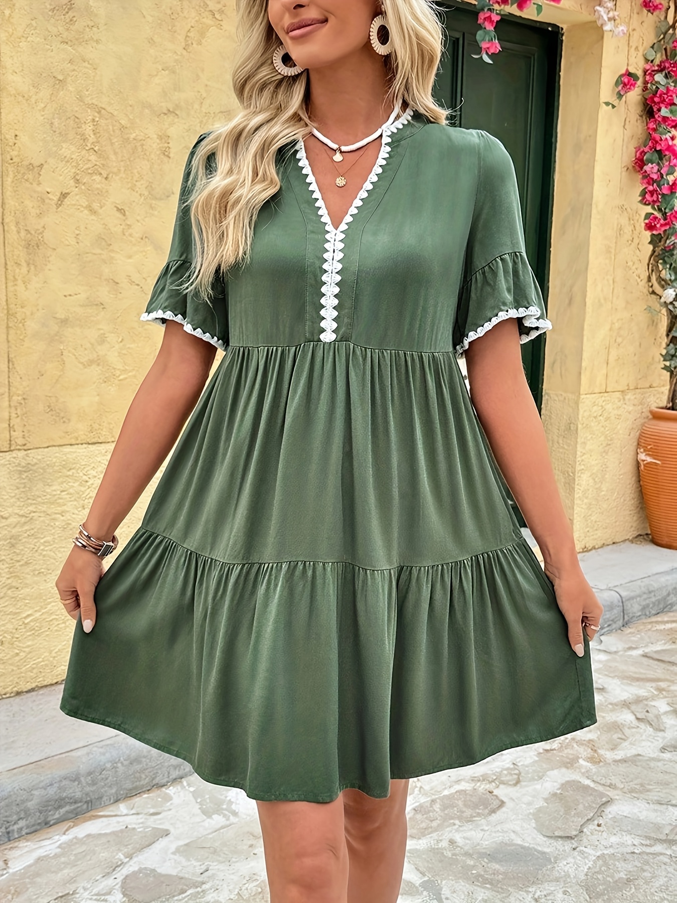 emerald green office dress Suzannah London | Green Silk Flippy Wiggle Shirt Dress main image 1