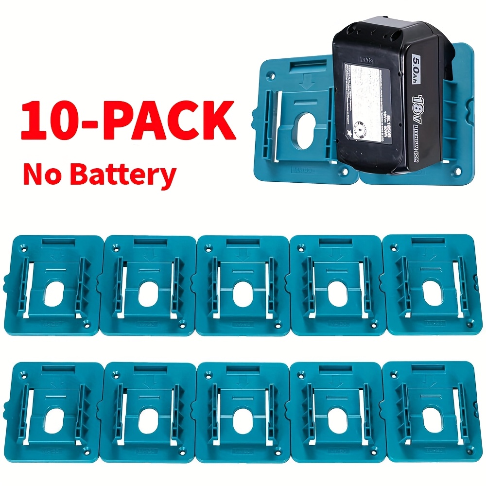 10 Pakker Batteriholder Vægmontering til Makita 18V Li-ion Batteri – Kraftig Vægstation & Værktøjsorganisator Kompatibel med BL1830, BL1840, BL1850, BL1860 til Garage og Værksted