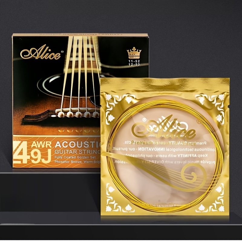 Image of 1 Set Professional-grade Strings Suitable For - Acoustic/ Guitars, 6-string With Coated High-carbon Steel Winding & Nanolayer Polishing - For Acoustic,, Classical, For Playing Styles - Musician Gift