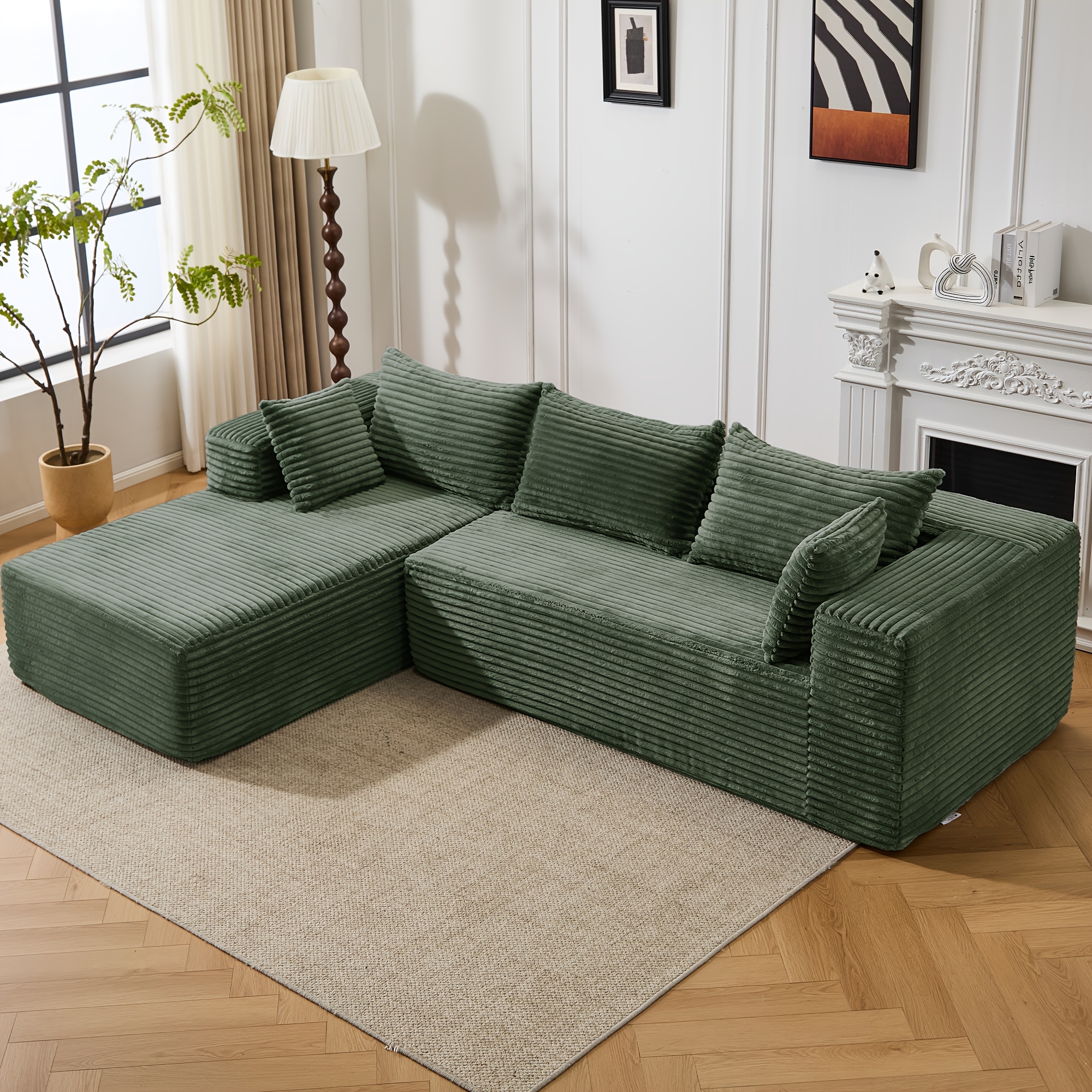 06" Modular Sectional Sofa With L-shaped Chaise, Boneless Sofa For Living Room, Modern Cloud Couch With Deep Seat, No , Loveseat