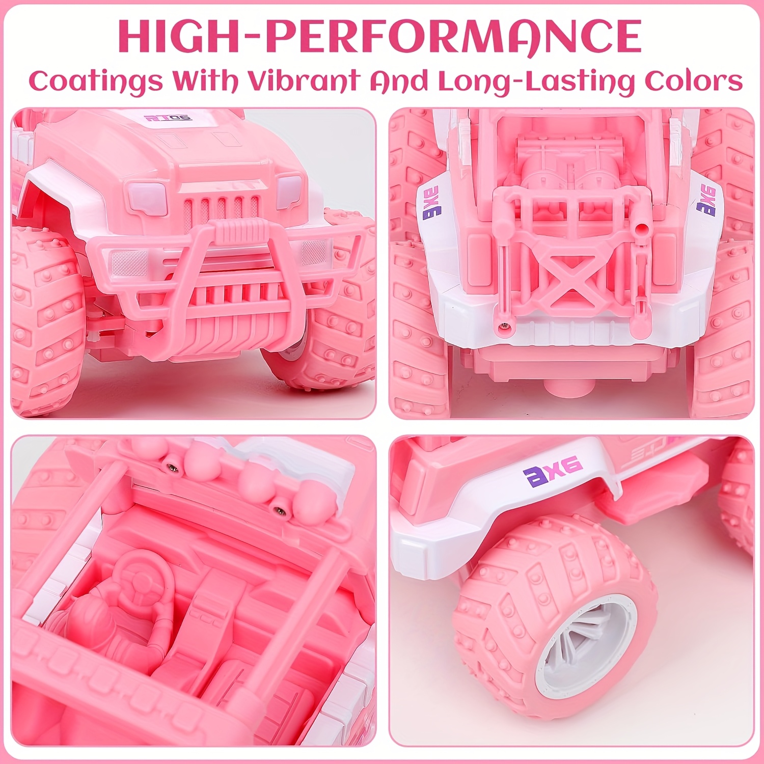 RC Car for Girls, Pink RC Truck with Two Rechargeable Batteries, Toys for 3, 4, 5, 6, 7, 8 Year Old Girls, Birthday Ideas for Little Girls