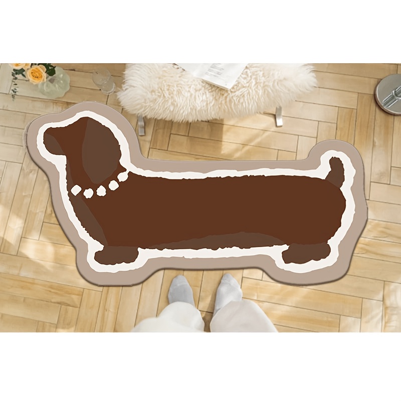 Cozy Brown Dachshund Plush Area Mat - Soft, Fluffy, And Machine Washable Cartoon Dog Bedroom Mat For Living Room Or…: retailer-supplied image