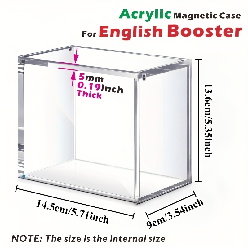 Image of Booster) 5mm Thick Acrylic Stackable Card Display Box, Can Be Used For Cards, Collectibles And Sports Memorabilia. Transparent 4 Magnetic Nails Magnetic Closed Box, Molding Without Cutting Ma
