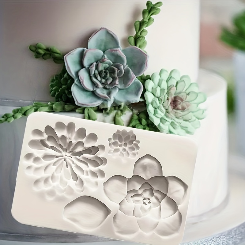 

1pc Succulent Flower Silicone Mold For Cake Decorating, 3d Floral Soap Making Silicone Craft Mold, Succulent-themed Fondant Embellishment Casting Tool