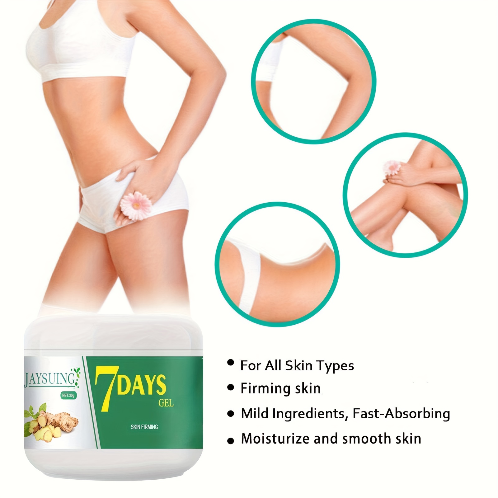 7-Day Ginger Root Firming Body Gel - A Body Lotion That Tightens Skin, Ideal for The Abdomen, Chest, Inner Thighs, And Buttocks. It Is for Both Men And Women, Absorbs Quickly, And Is Suitable for All Skin Types, Making It Perfect for Daily Skincare