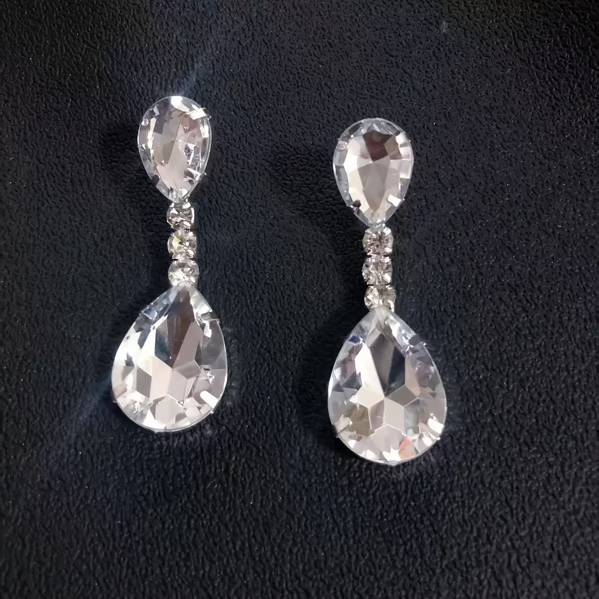 TEMU A Pair Of Large Silvery Luxury Shiny Pendant Earrings, Wedding Party Jewelry With A