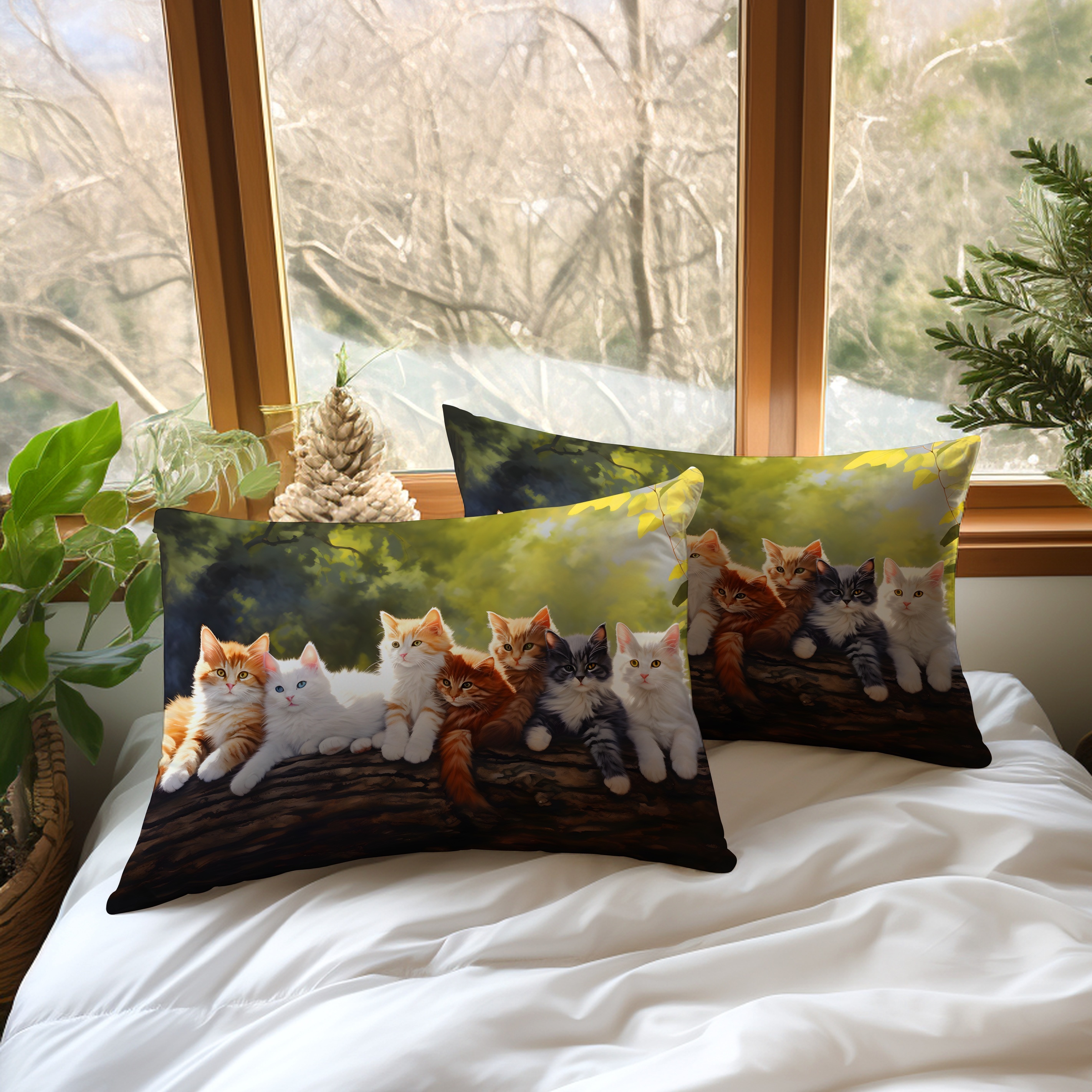 TEMU 2pcs Cute Cat Pattern 3d Embossed Super Soft Pillowcase, Fabric Soft And Comfortable Light Beige-friendly Decorative Pillow Cover For Bedroom,