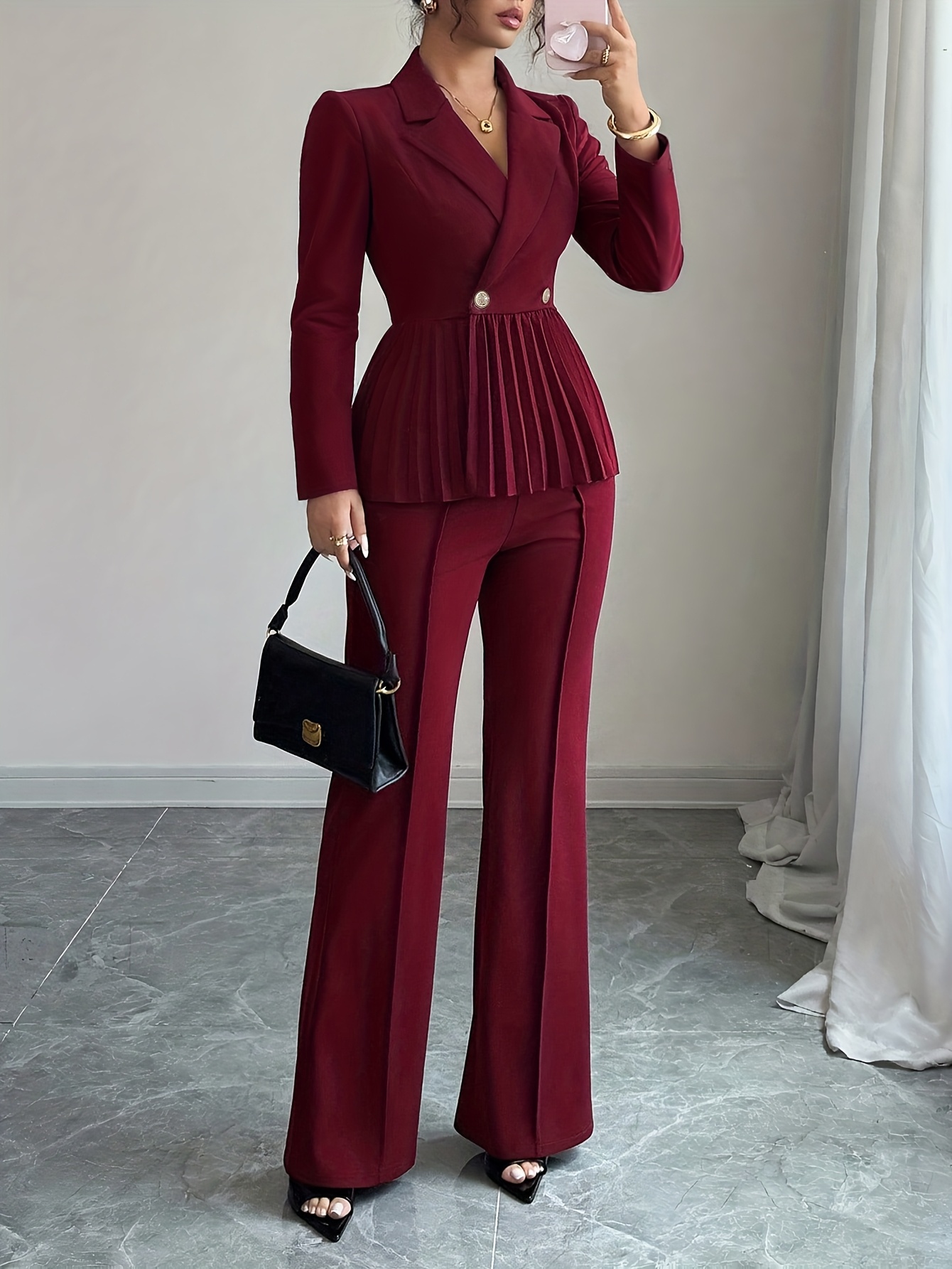 Ladies Autumn Winter Solid Color Commuter