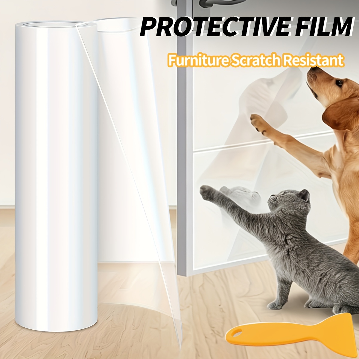 118 inch furniture anti scratch protective film width 5 9 11 8 17 7   1 tool kit transparent and   easy to stick and tear pet anti scratch sticker is suitable for sofas doors