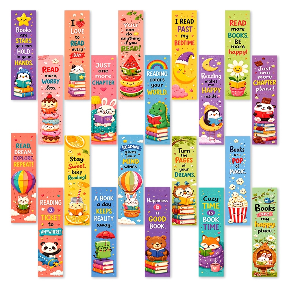 TEMU Paquete de 20 piezas de marcadores de página tipo libro, adecuados para amantes de los libros, separadores escolares con diseños de páginas de