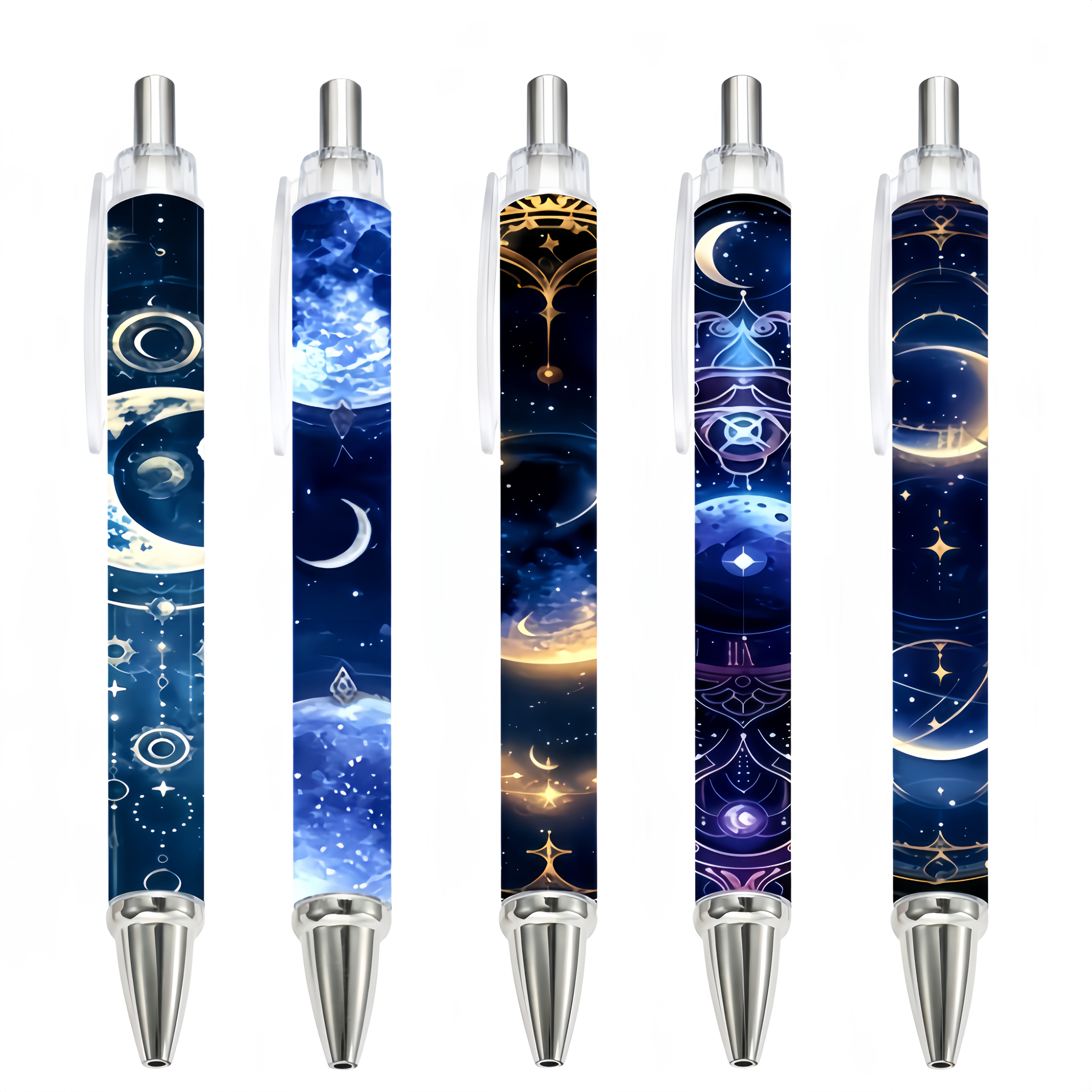 TEMU 5pcs Set - Astronomical Star Retractable Ballpoint Pens, Cute Astrology Click Pens, Smooth Writing, 0.5mm Fine Tip, Aesthetic Stationery For