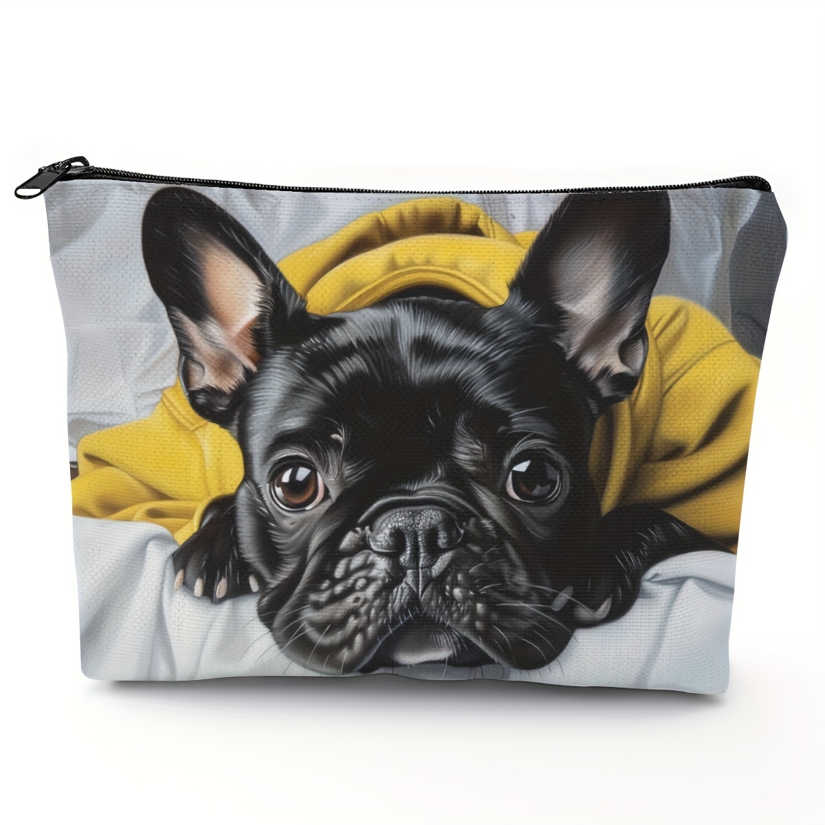 

Polyester French Bulldog Cosmetic Pouch - Casual Hand Washable Makeup Bag With Zipper Closure, Travel Toiletry Storage Clutch, 1pc